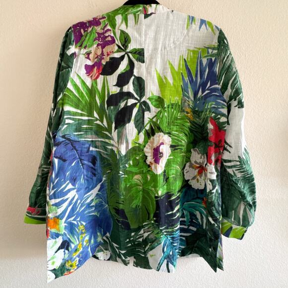 Soft Surroundings Tropical Floral Embroidered Beaded Tunic Top PL - Picture 5 of 11